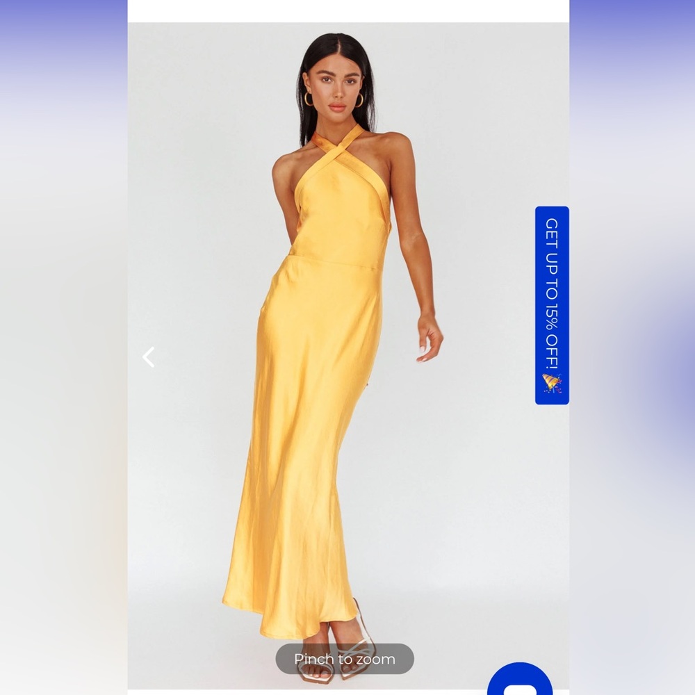 Brand new, Selfie Leslie “ITALIA AZURE CROSSOVER HALTERNECK MAXI DRESS SUN”